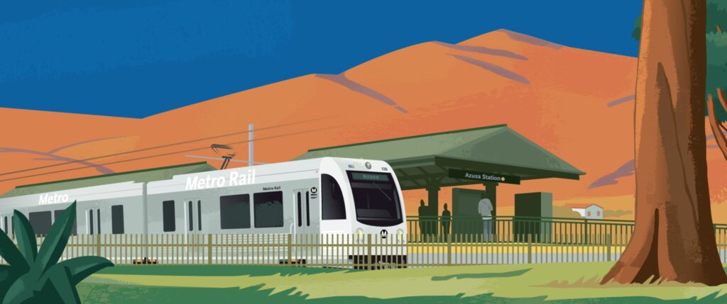 Metro vehicle at station at Foothill L Line (Gold) Extension.