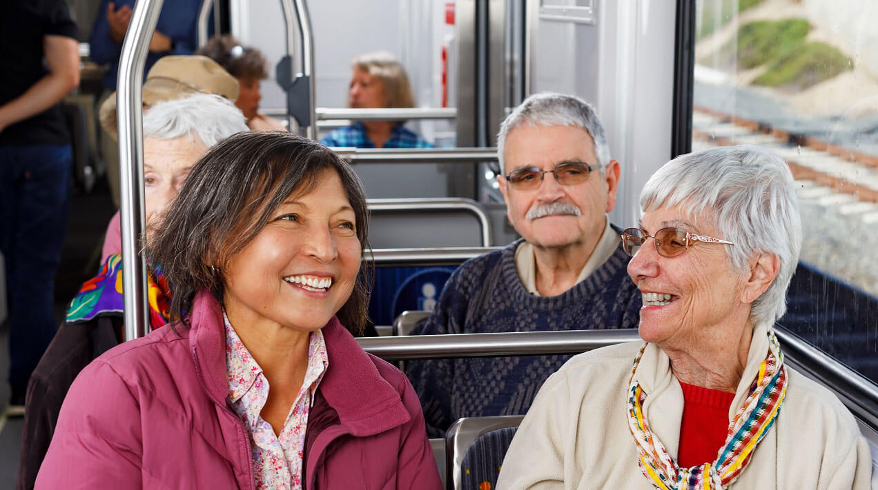 Seniors enjoying their ride on Metro.
